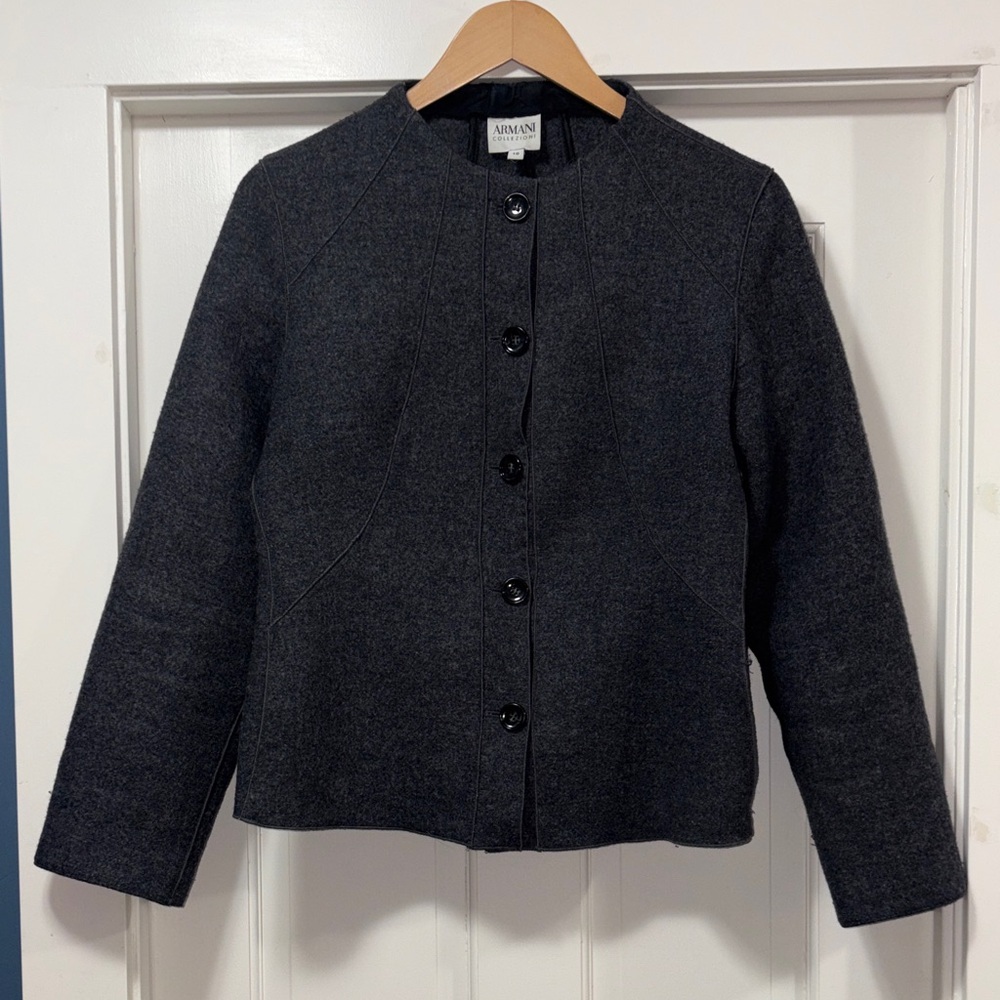 Armani Collezioni Dark Charcoal Button-Front Jacket
